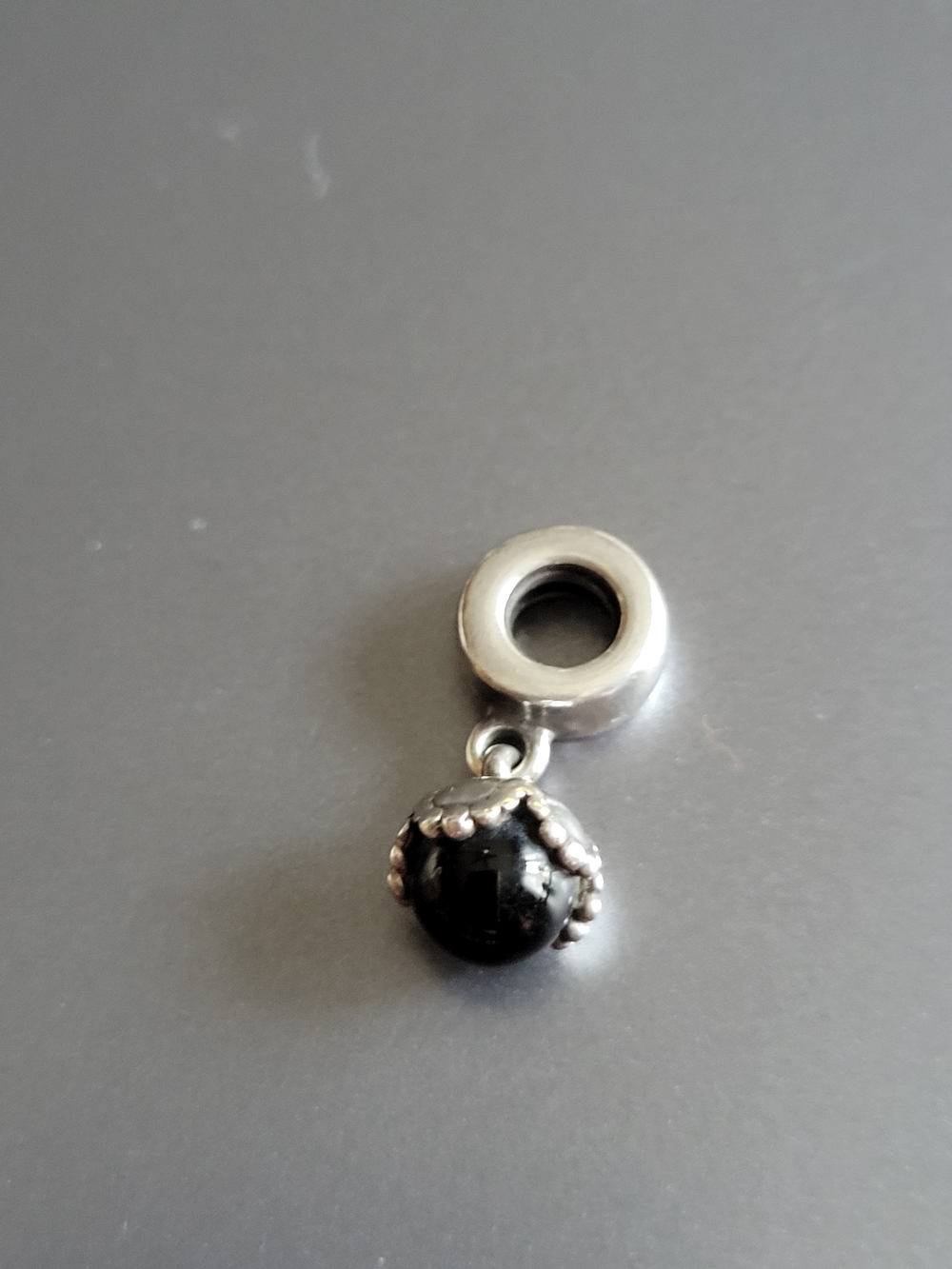 Pandora 925 Silver Dangle Charm with Black Onyx Bead